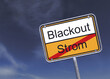 © marog-pixcells - 3d Illustation - Ortsschild - Ortstafel - Strom - Blackout - Himmel - Wolken