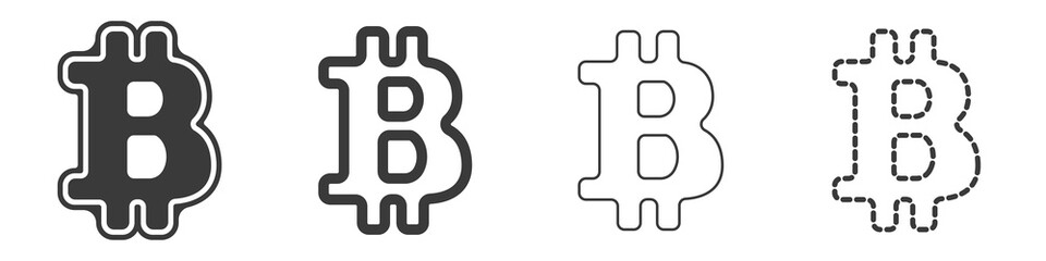 Poster - Bitcoin vector set of cryptocurrency icons. Virtual currency icon set. Contactless trading. Bitcoin vector icon of virtual currency.