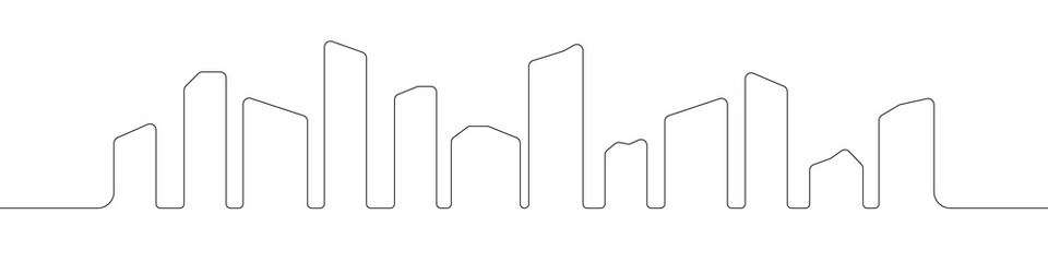 Poster - City line continuous drawing vector. One line city vector background. City icon. Continuous outline of a city.
