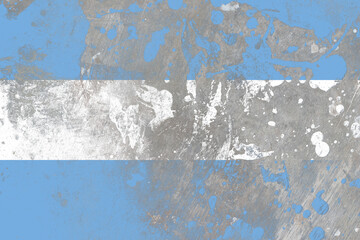 Wall Mural - Argentina flag on scratched old grunge texture background