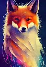 Beautiful Fine Art Portrait Of Red Fox. Generated By Ai, Is Not Based On Any Original Image, Character Or Person	