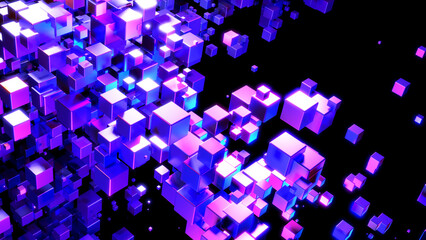 Wall Mural - Abstract technology background with 3D cubes in space