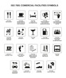 set of iso 7001 comercial facilities symbols on white background
