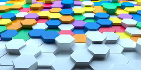 Leinwandbilder - 3D image of a decorative panel from multi-colored hexagons. Background and texture