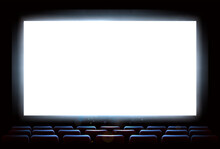 A Movie Screen In A Cinema Theater Or Theatre Background