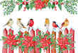 Christmas card winter birds ,Watercolor hand painting