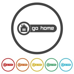 Wall Mural - Go home button. Set icons in color circle buttons