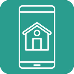 Sticker - House App Line Round Corner Background Icon