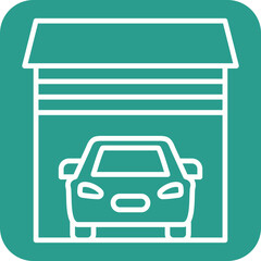 Poster - Car Garage Line Round Corner Background Icon