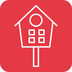 Poster - Bird House Line Round Corner Background Icon