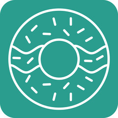 Sticker - Donut Line Round Corner Background Icon