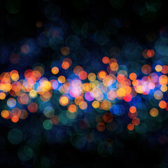 Wall Mural - night city street lights bokeh background