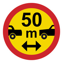 Prohibited Road Signs. Minimum Distance Limit. Traffic Signs.