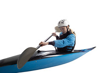 Woman In A Kayak Isolated On White