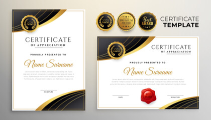 Sticker - professional golden certificate of appreciation premium template