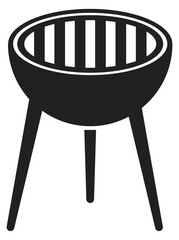 Canvas Print - Round grill with metal bars grid. Meat roasting device