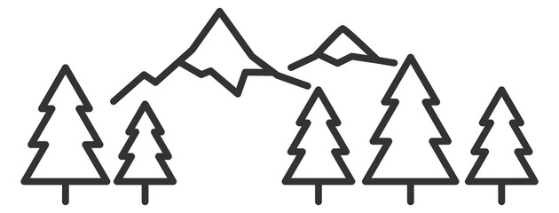 Sticker - Mountain forest icon. Ice peak with tree signs