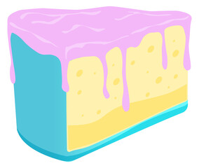 Canvas Print - Pink frosting cake piece. Sweet pie slice