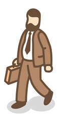 Wall Mural - Man in suit walking with briefcase. Isometric businessman character