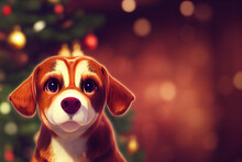 Dog 3d Illustration Christmas