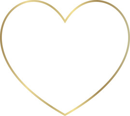 Wall Mural - gold heart frame isolated on transparent background, luxury golden border design for invitation, car