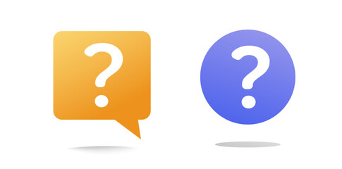Poster - Question mark icon bubble help faq icon pictogram vector, ask doubt blue orange color symbol, support or think inquire button graphic isolated illustrated image