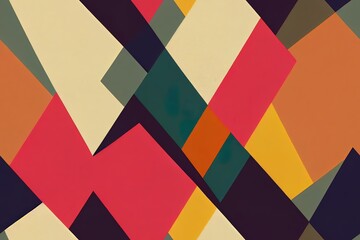 Mid century geometric abstract seamless pattern with simple shapes and retro color palette. Simple composition for web design, branding, invitations, posters, textile and wallpaper.