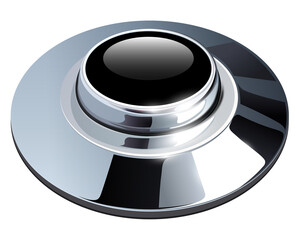 Poster - Silver button shiny metallic isolated, 3d icon design.