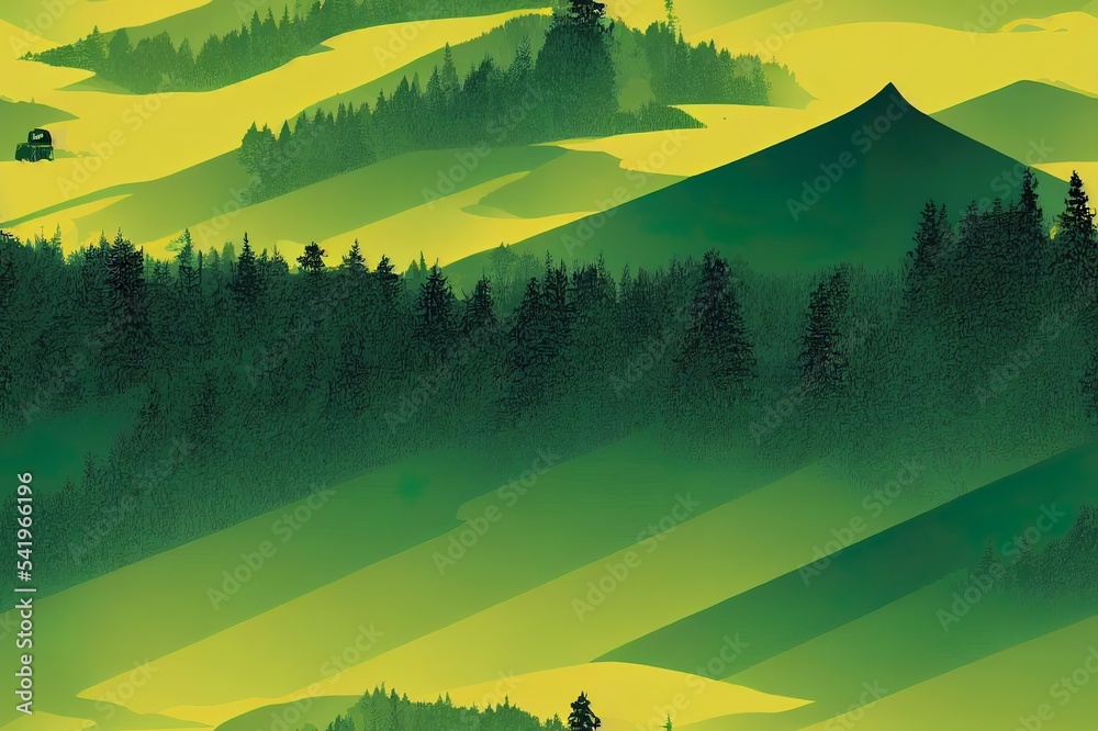 Summer camp seamless pattern or background. Seamless scene with quad ...