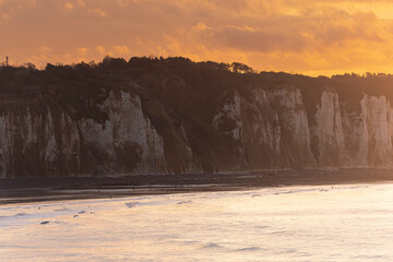 Chalk cliffs along the Channel coast in France, Normandy