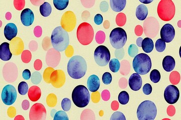 Wall Mural - Watercolor background. Cute seamless pattern of colored spots. Perfect for fabric, textile, wallpaper.