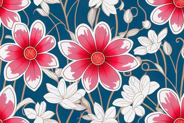 Wall Mural - Retro Floral Seamless Pattern