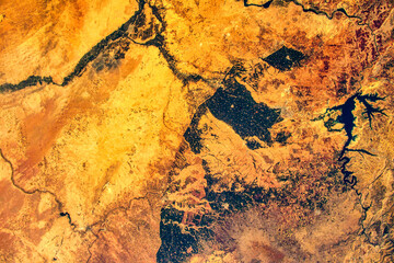 Wall Mural - land features in the middle east. design element. digital enhancement. elements by nasa