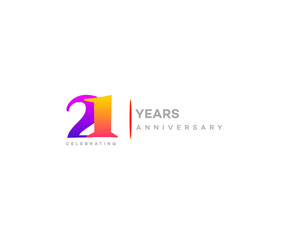 21 years anniversary or birthday celebration design template Vector.