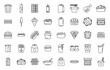 © anatolir - Take away food and drinks icons set outline vector. Burger cinema. Street food