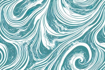 Sea waves. non editable vintage illustration. Seamless wallpaper pattern. 8 EPS