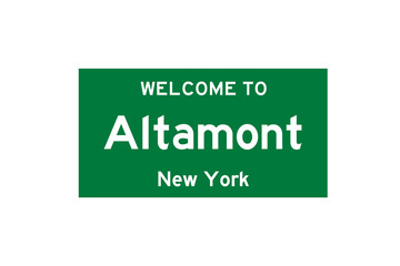 Altamont, New York, USA. City limit sign on transparent background. 