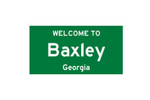 Baxley, Georgia, USA. City Limit Sign On Transparent Background. 