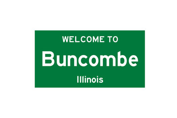 Buncombe, Illinois, USA. City limit sign on transparent background. 