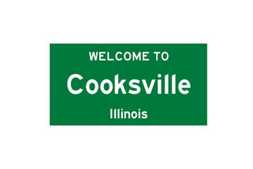 Cooksville, Illinois, USA. City limit sign on transparent background. 