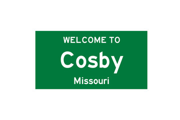 cosby, missouri, usa. city limit sign on transparent background.