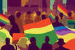 People tolerance, parade, flags, support lgbtq+ community