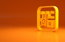 Yellow QR Code Sample For Smartphone Scanning Icon Isolated On Orange Background. Minimalism Concept. 3d Illustration 3D Render