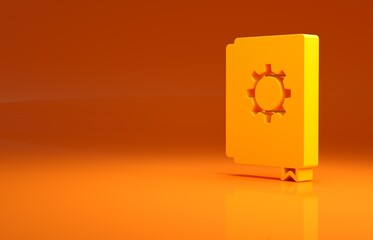 Poster - Yellow User manual icon isolated on orange background. User guide book. Instruction sign. Read before use. Minimalism concept. 3d illustration 3D render