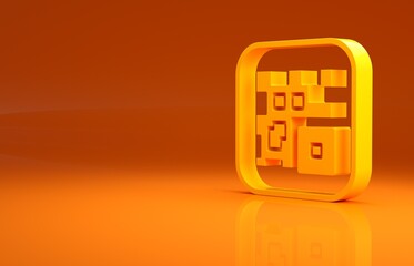 Aufkleber - Yellow QR code sample for smartphone scanning icon isolated on orange background. Minimalism concept. 3d illustration 3D render