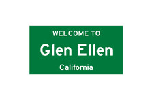 Glen Ellen, California, USA. City Limit Sign On Transparent Background. 