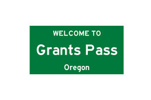 Grants Pass, Oregon, USA. City Limit Sign On Transparent Background. 