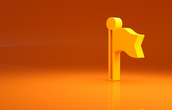 Yellow Flag icon isolated on orange background. Location marker symbol. Minimalism concept. 3d illustration 3D render