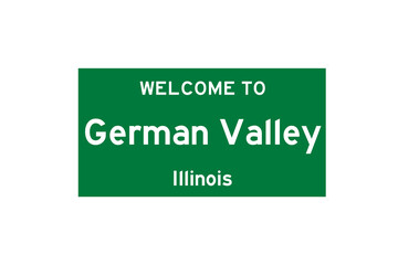 German Valley, Illinois, USA. City limit sign on transparent background. 