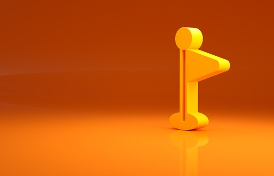 Yellow Flag icon isolated on orange background. Location marker symbol. Minimalism concept. 3d illustration 3D render